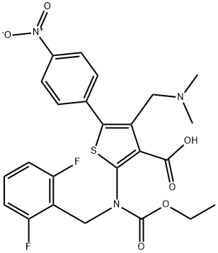 2-((2,6-difluorobenzil)(etoksikarbonil)amino)-4-((dimetilamino)metil)-5-(4-nitrofenil)asam tiofena-3-karboksilat