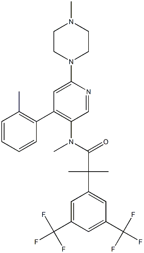 2-[3,5-bis(trifluorometil)fenil]-N,2-dimetil-N-[4-(2-metilfenil)-6-(4-metilpiperazin-1-il)piridin-3-il]propanamida