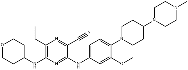 2-Pirazinkarbonitril, 6-etil-3-[[3-metoksi-4-[4-(4-metil-1-piperazinil)-1-piperidinil]fenil]amino]-5-[(tetrahidro-2H-piran- 4-il)amino]-