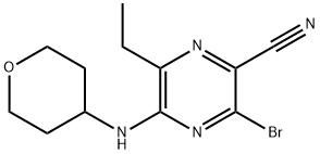 3-bromo-6-etil-5-((tetrahydro-2H-pyran-4-yl)amino)pyrazine-2-carbonitrile
