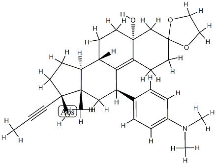 Estr-9-en-3-one, 11-[4-(dimethylamino)phenyl]-5,17-dihydroxy-17-(1-propynyl)-, siklik 1,2-ethanediyl acetal, (5a,11b,17b )-