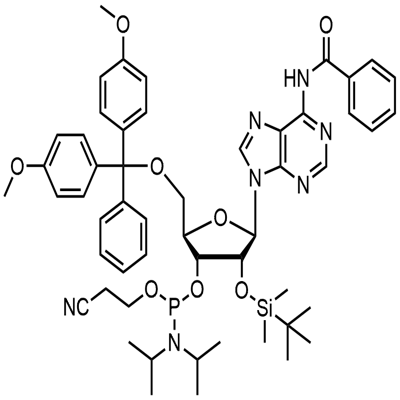 N-Benzoil-5'-O-(4,4-Dimetoksitritil)-2'-O-[(tert-butil)dimetilsilil]adenosin-3'-(2-sianoetil-N,N-diisopropil)fosforamidit