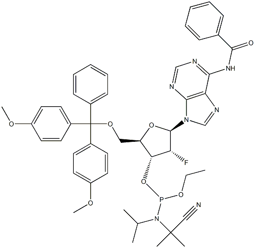 N-Benzoil-5'-O-[bis(4-metoksifenil)fenilmetil]-2'-deoksi-2'-fluoroadenosine 3'-[2-cyanoethyl N,N-bis(1-methylethyl)fosforamidit]